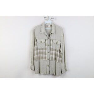 Vintage 90s Saint Germain Lagenlook Womens Large Knit Collared Button Shirt USA